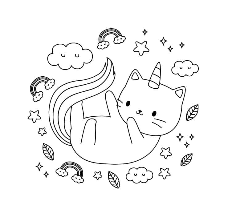 Chat Licorne Pour Enfants coloring page