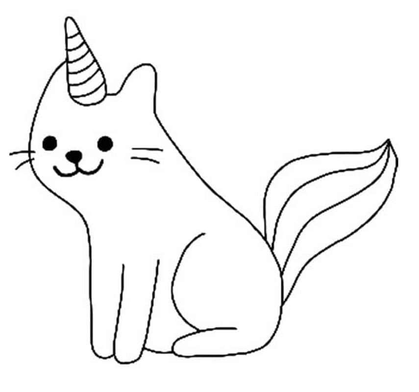 Chat Licorne Simple coloring page