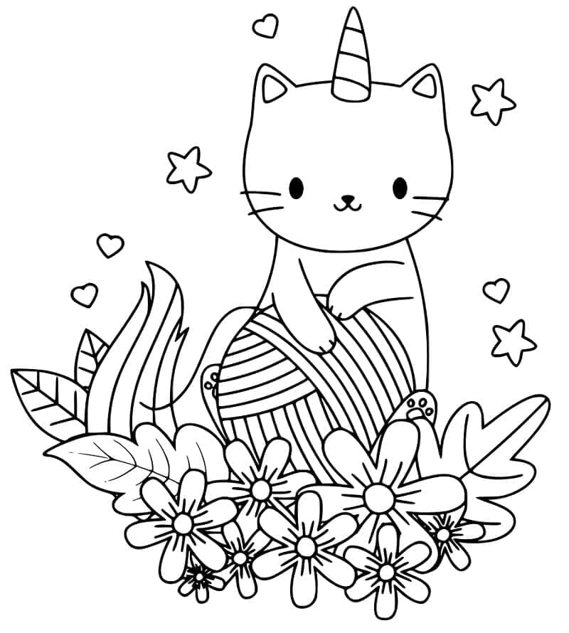 Chat Licorne Souriant coloring page