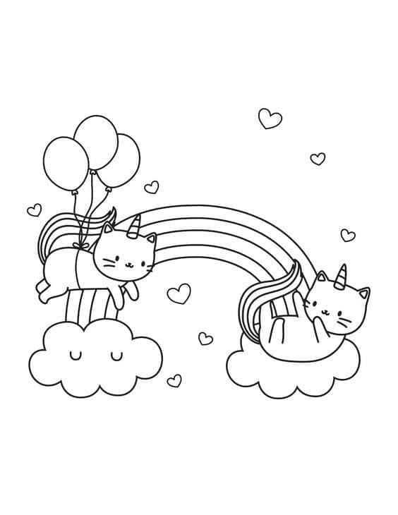 Chats Licornes coloring page