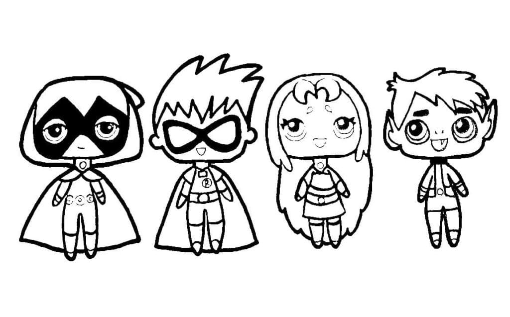 Chibi Teen Titans Go coloring page