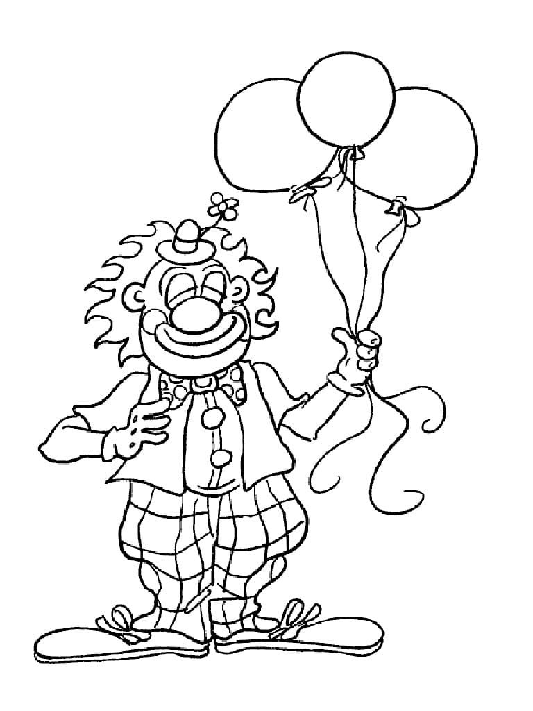 Coloriage Clown et Ballon