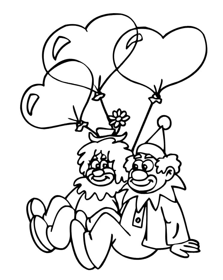 Clown et Ballons coloring page