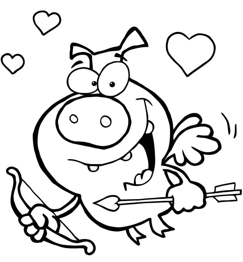 Cochon Cupidon coloring page