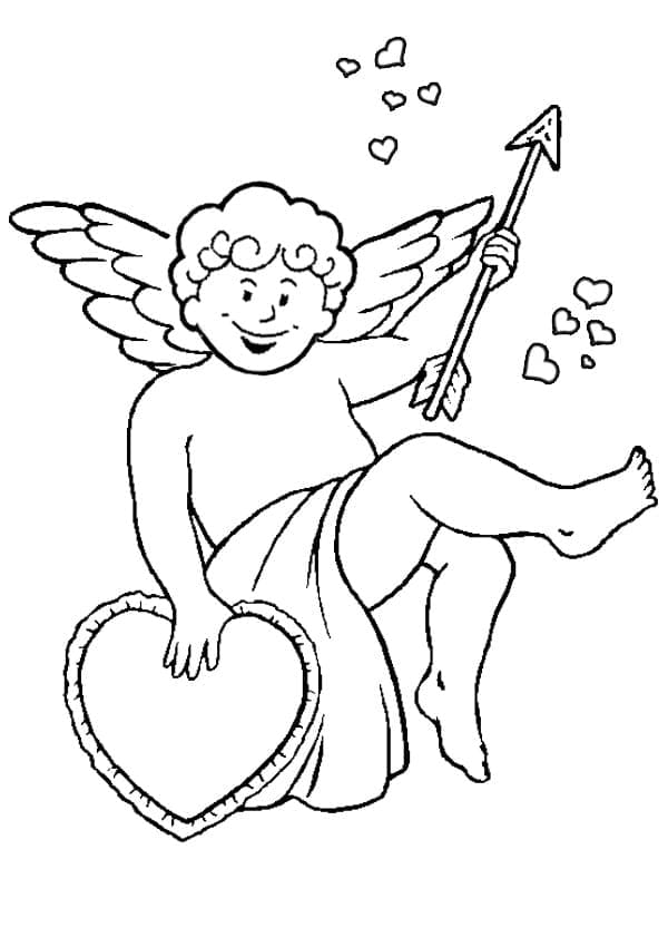 Cupidon et Coeur coloring page
