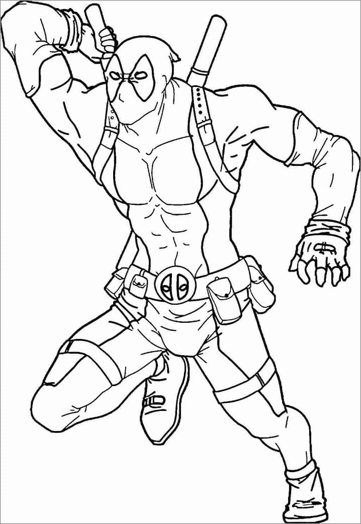 Deadpool Attaque coloring page