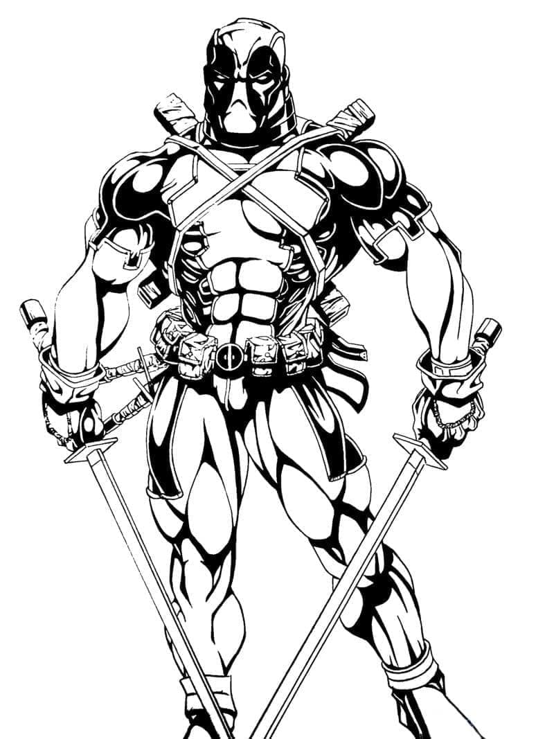 Deadpool avec Deux Épées coloring page