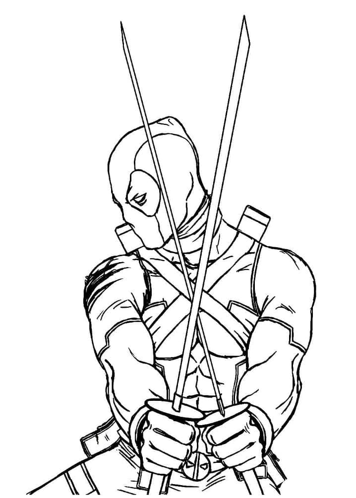 Deadpool avec Ses Épées coloring page