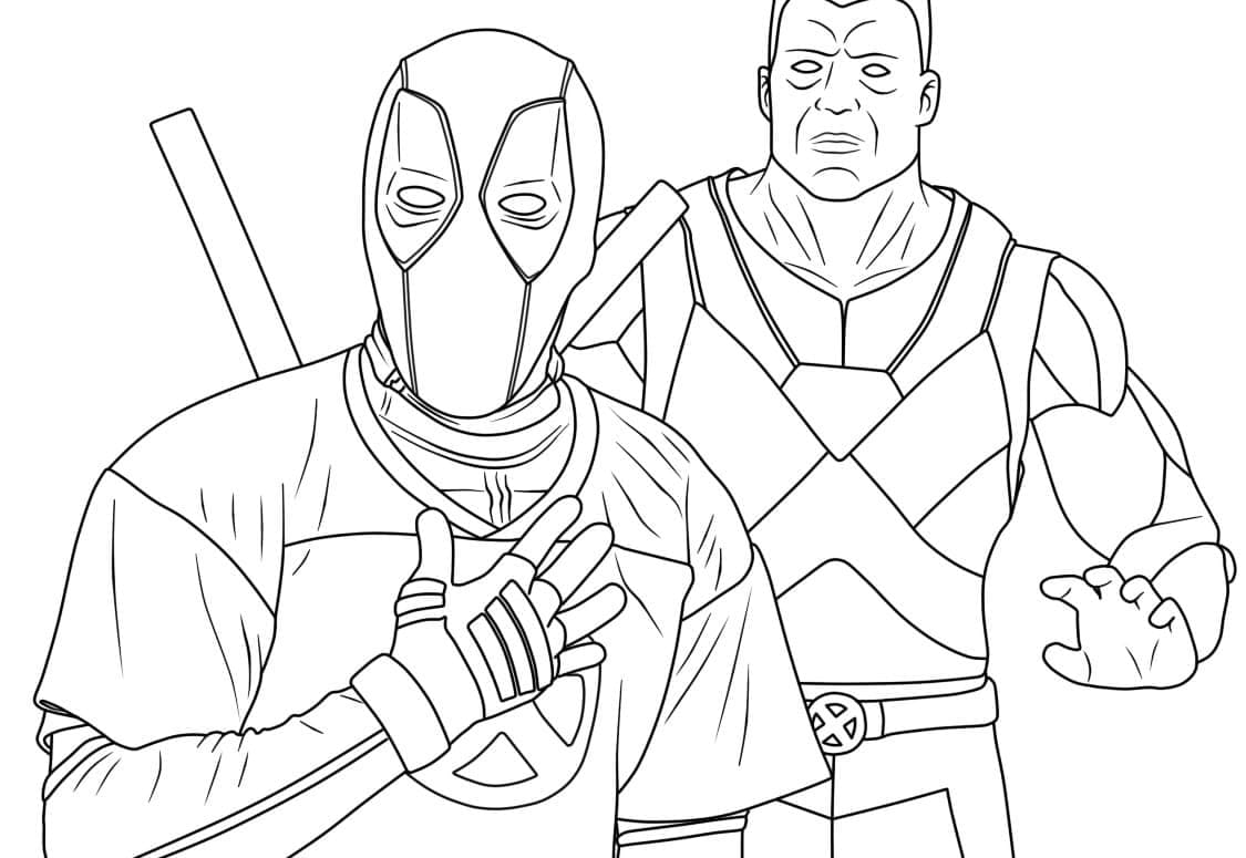 Deadpool et Colossus coloring page