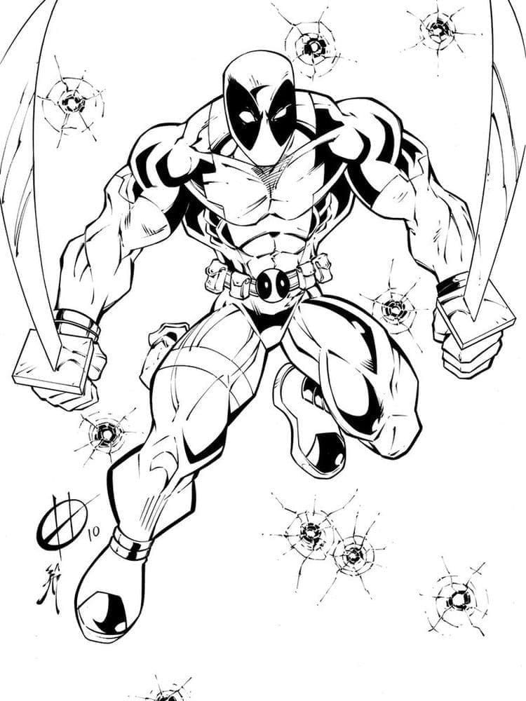 Deadpool et Deux Épées coloring page