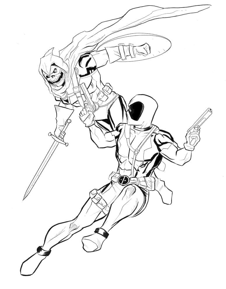 Deadpool et Taskmaster coloring page