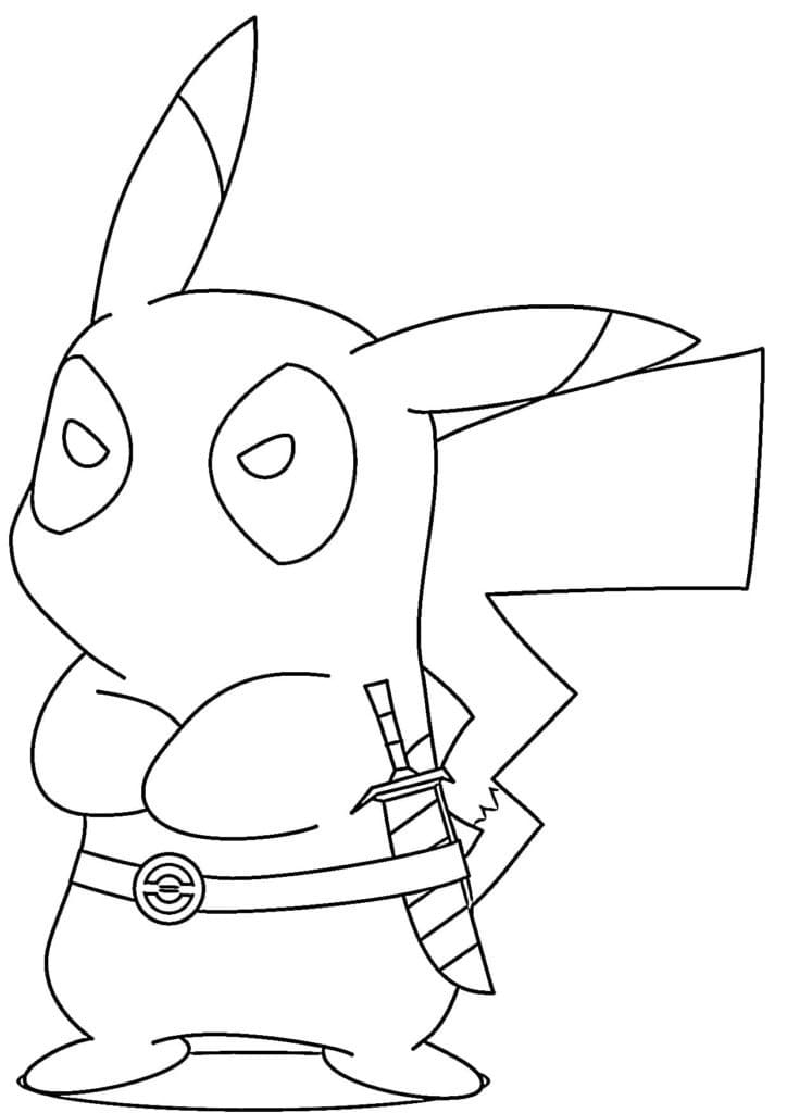 Deadpool Pikachu coloring page