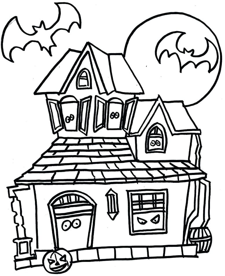 Dessin de la Maison Hantée d’Halloween Gratuit coloring page