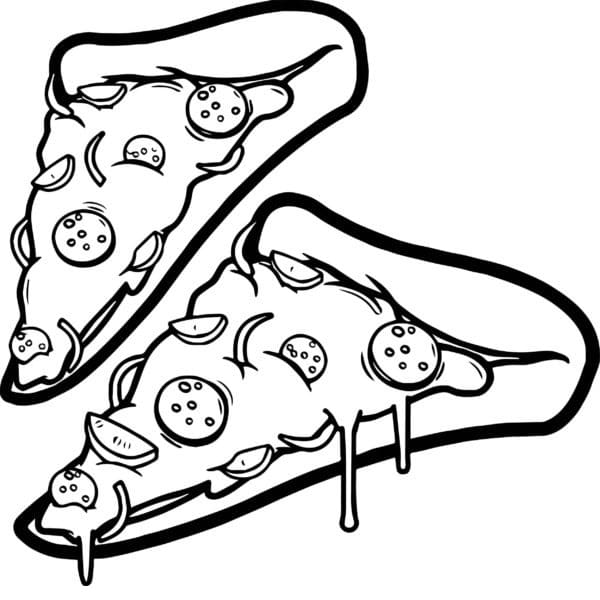 Deux Tranches de Pizza coloring page