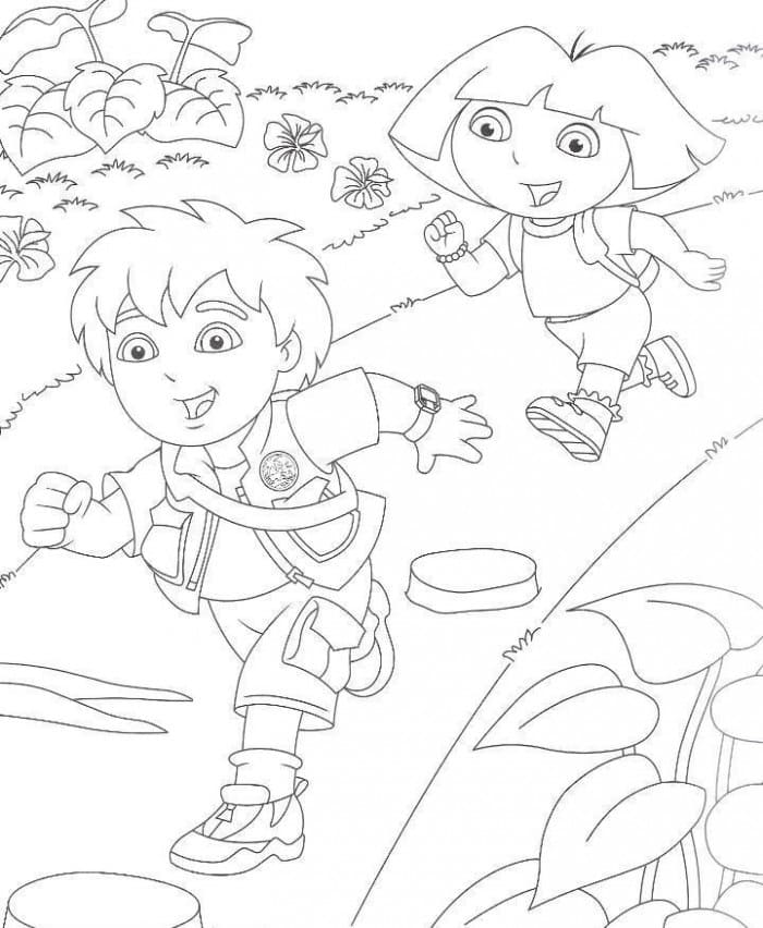 Diego avec Dora coloring page