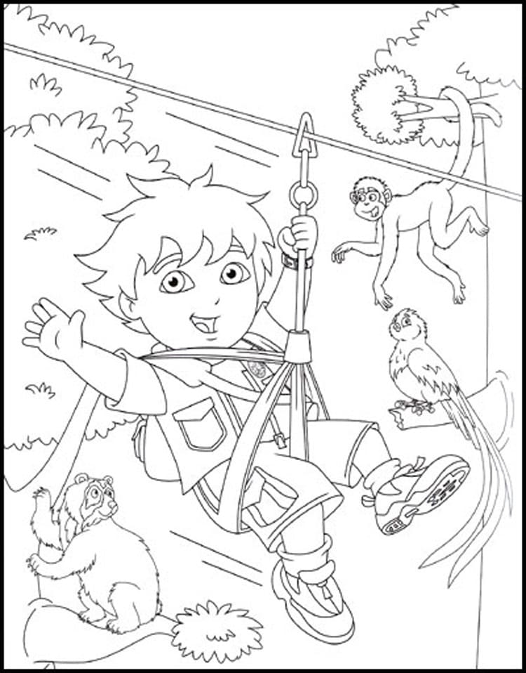 Coloriage Diego dans la Jungle