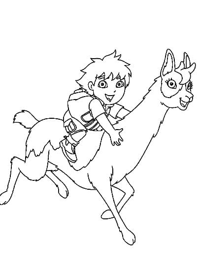 Diego et Linda le Lama coloring page