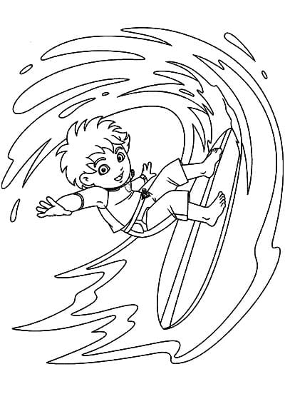 Coloriage Diego Surfer