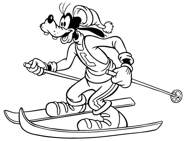 Coloriage Dingo Fait du Ski
