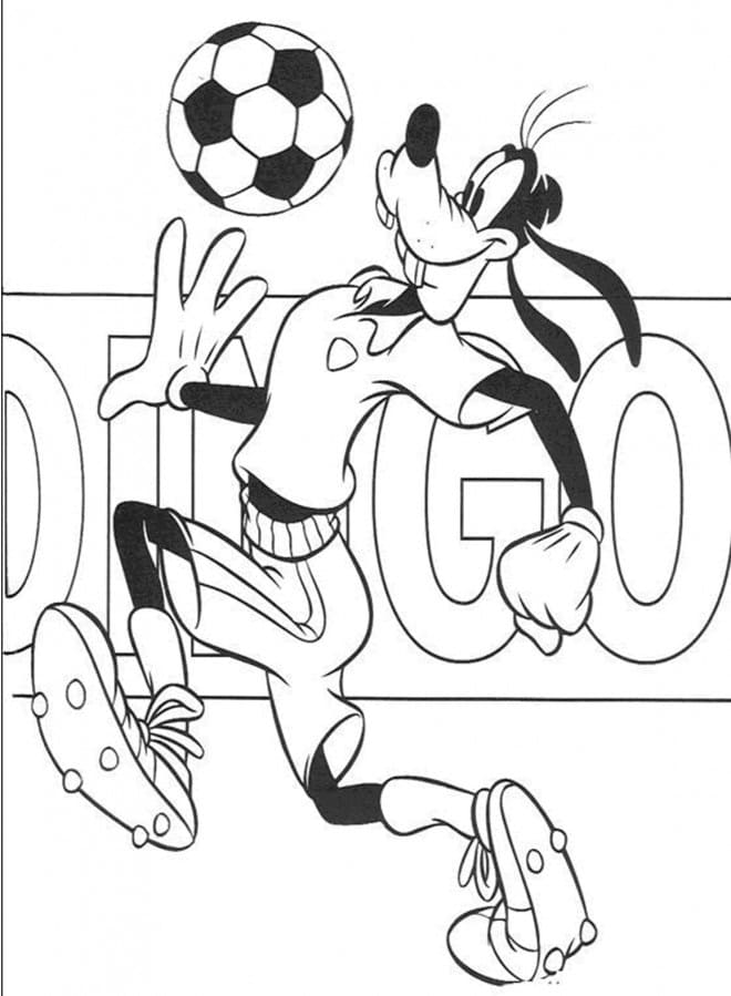 Coloriage Dingo Joue au Foot