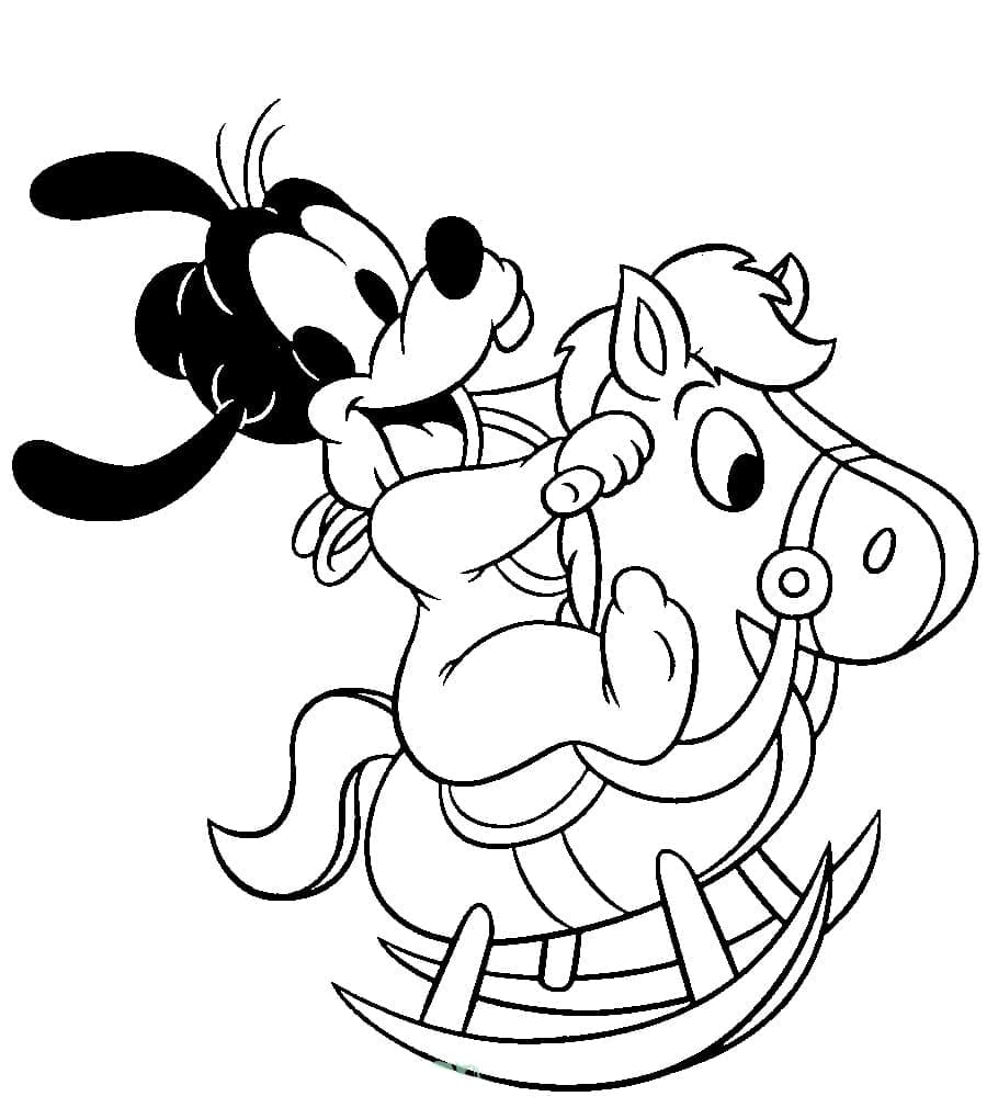 Coloriage Disney Bébé Dingo Heureux