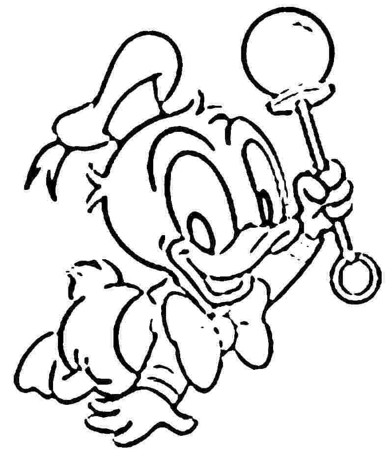 Coloriage Disney Bébé Donald Duck avec Jouet