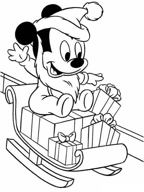 Disney Bébé Mickey et Cadeaux de Noël coloring page