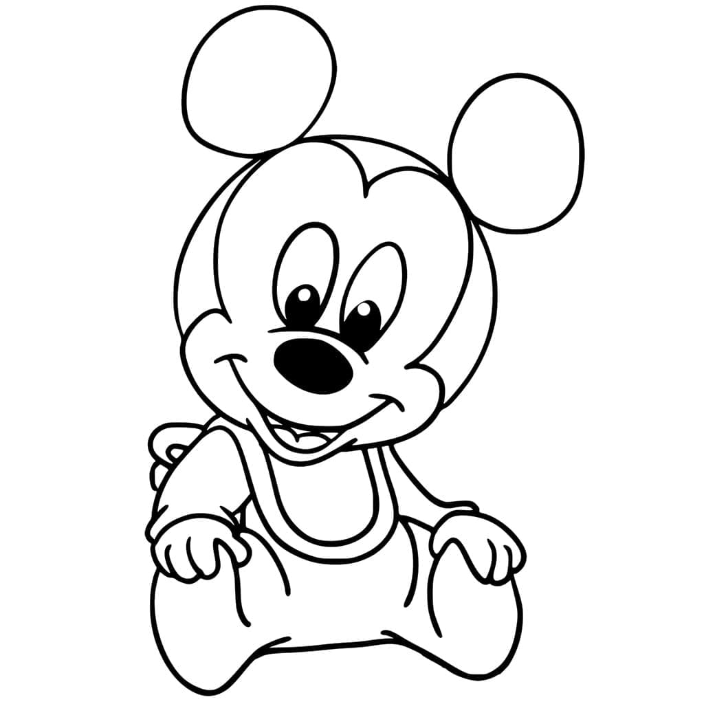 Coloriage Disney Bébé Mickey Heureux