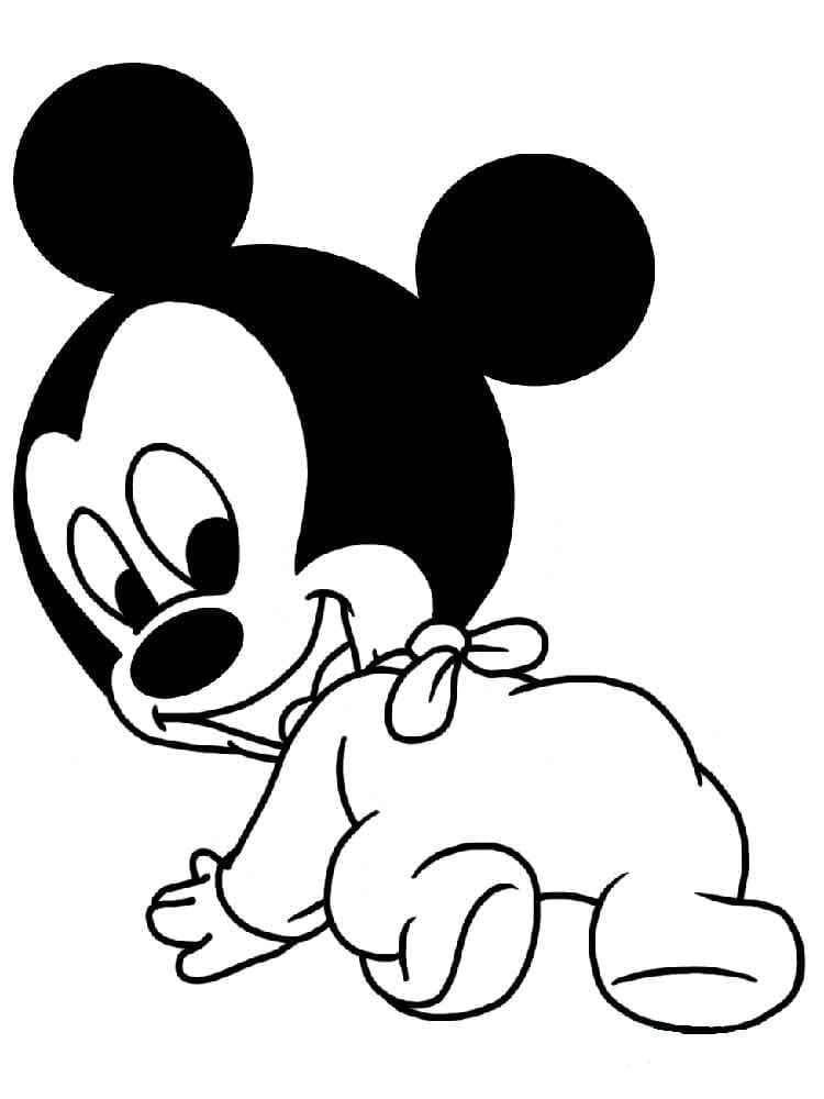 Coloriage Disney Bébé Mickey Souriant