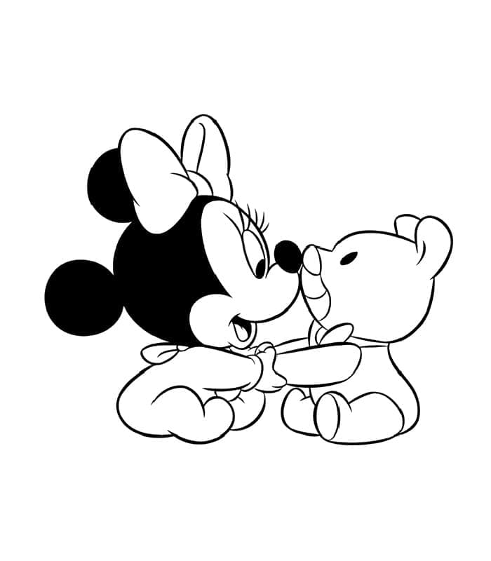 Coloriage Disney Bébé Minnie Mouse Heureuse