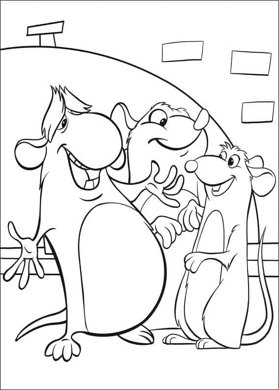 Django, Emile et Rémy Ratatouille coloring page
