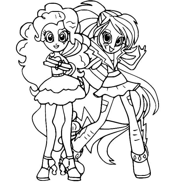 Coloriage Equestria Girls Pinkie Pie et Rainbow Dash