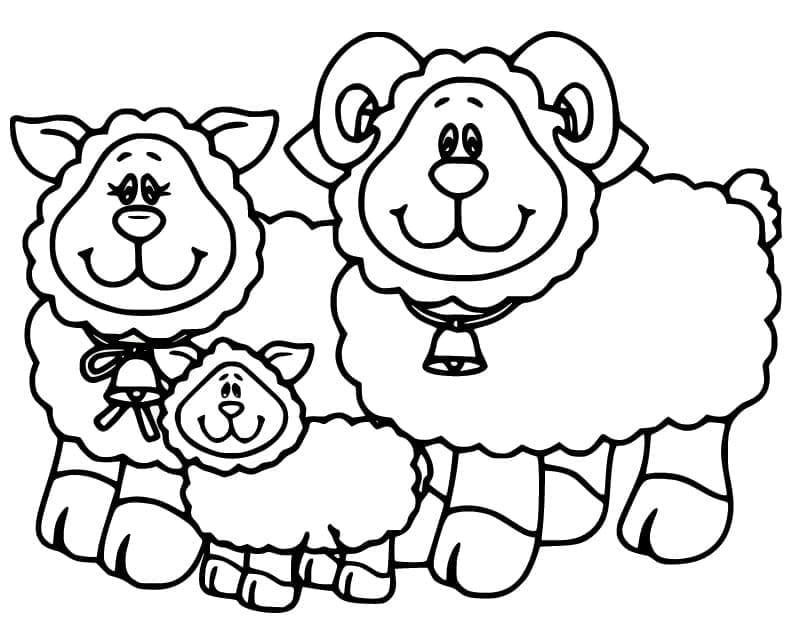 Coloriage Famille de Moutons