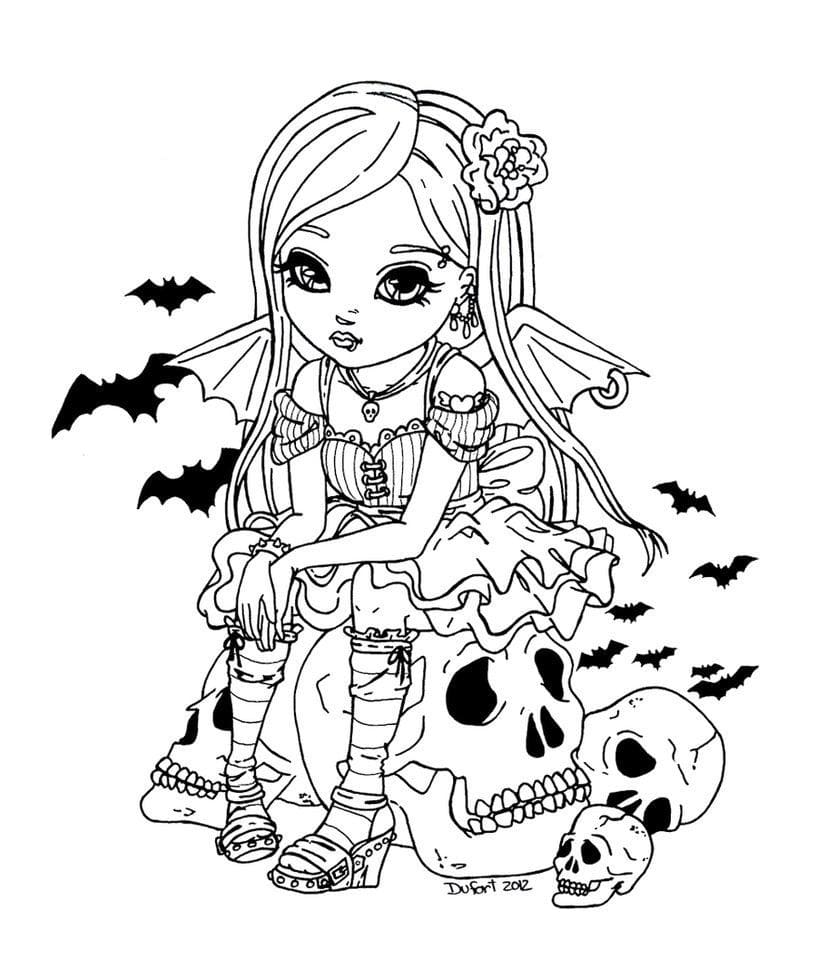 Fille Vampire coloring page