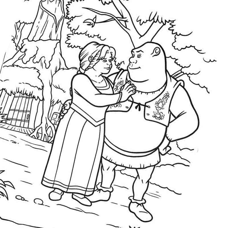 Fiona et Shrek coloring page