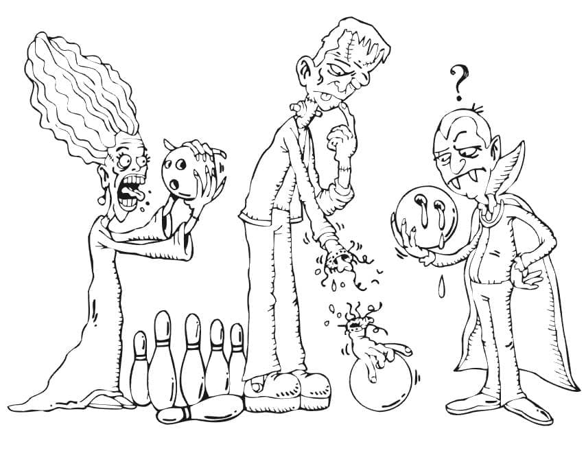 Frankenstein et Vampire coloring page