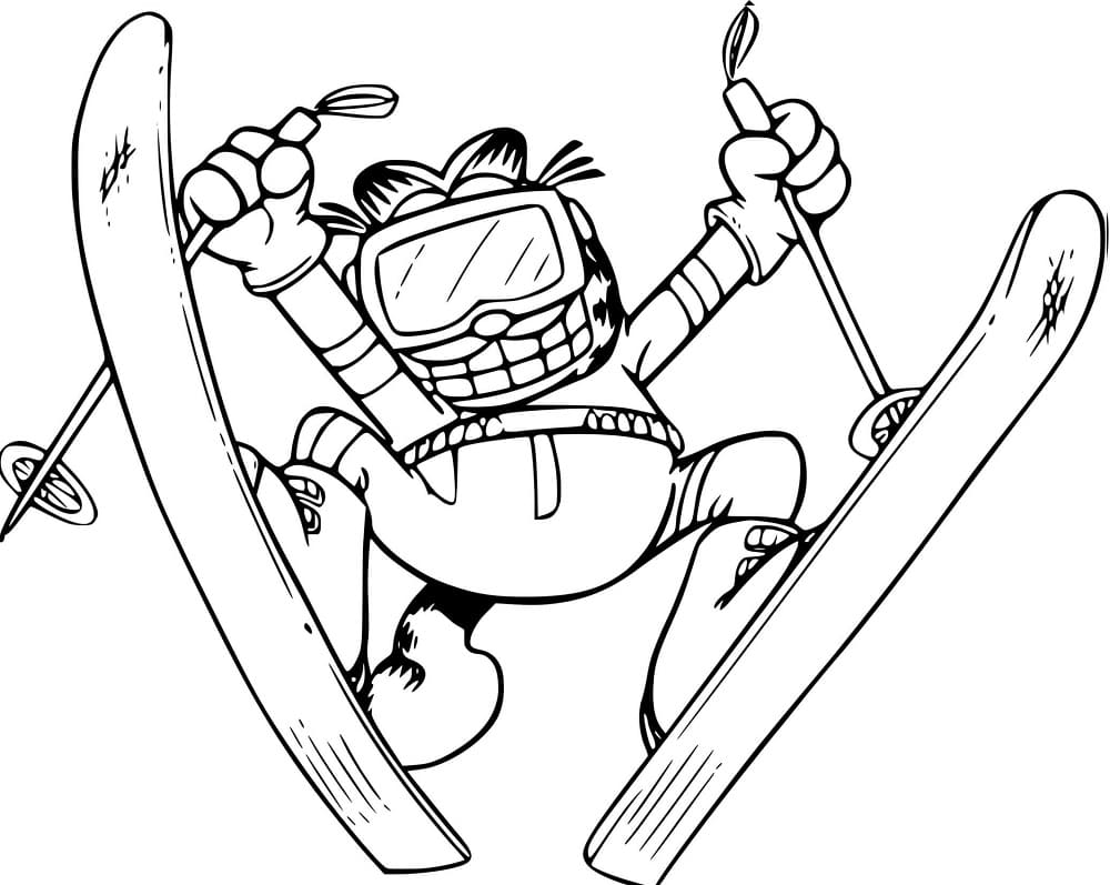 Coloriage Garfield au Ski