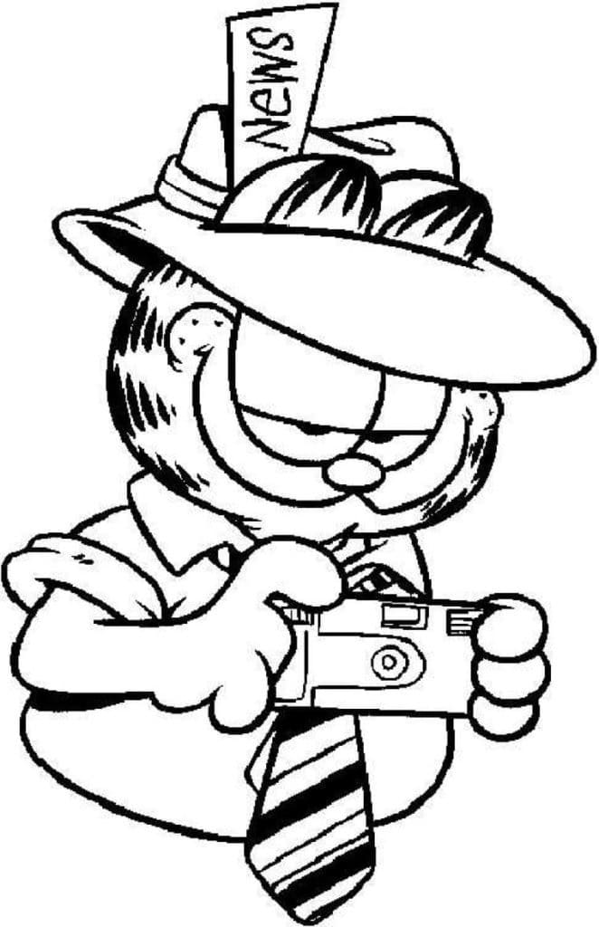 Garfield avec Appareil Photo coloring page