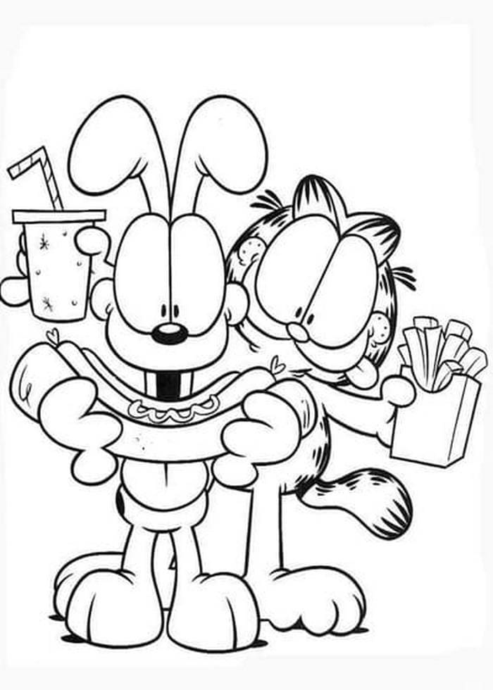 Garfield avec Odie coloring page
