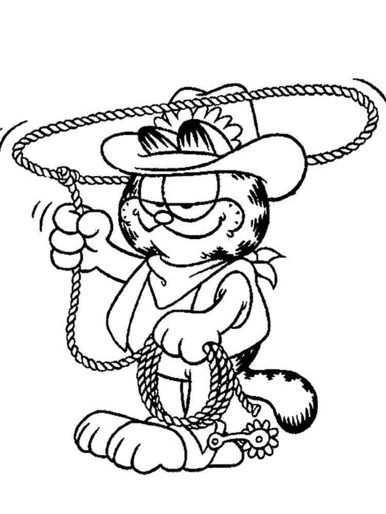 Coloriage Garfield Cowboy