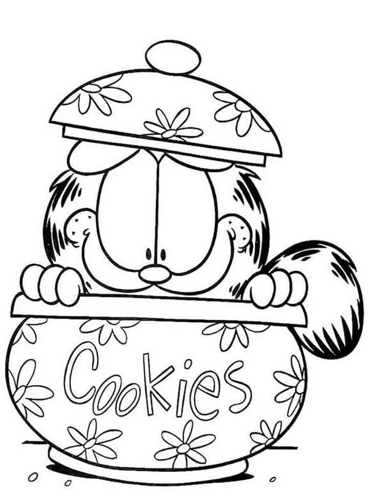 Garfield dans une Boîte à Biscuits coloring page