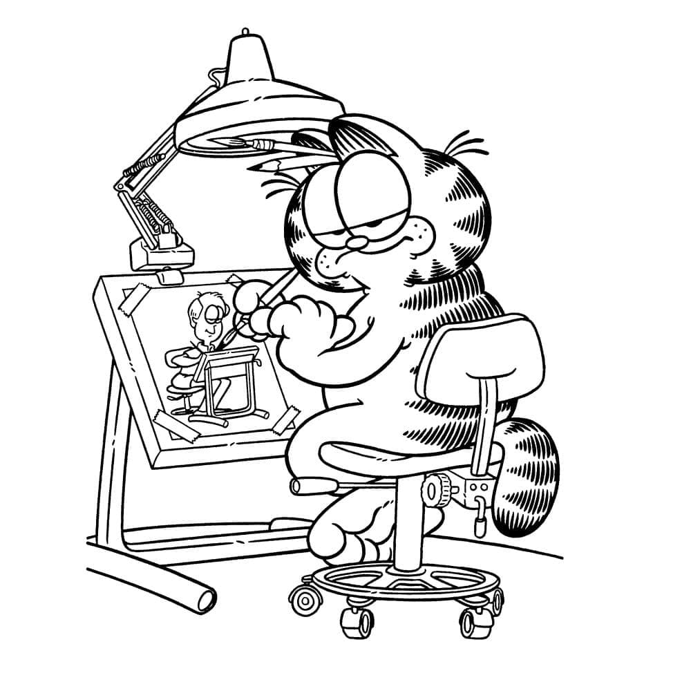 Garfield Dessine coloring page