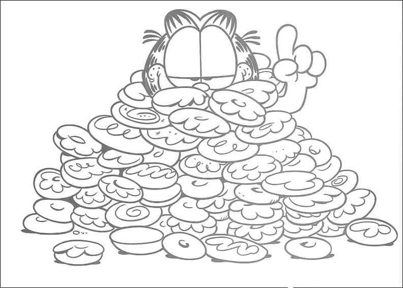 Coloriage Garfield et Beignets