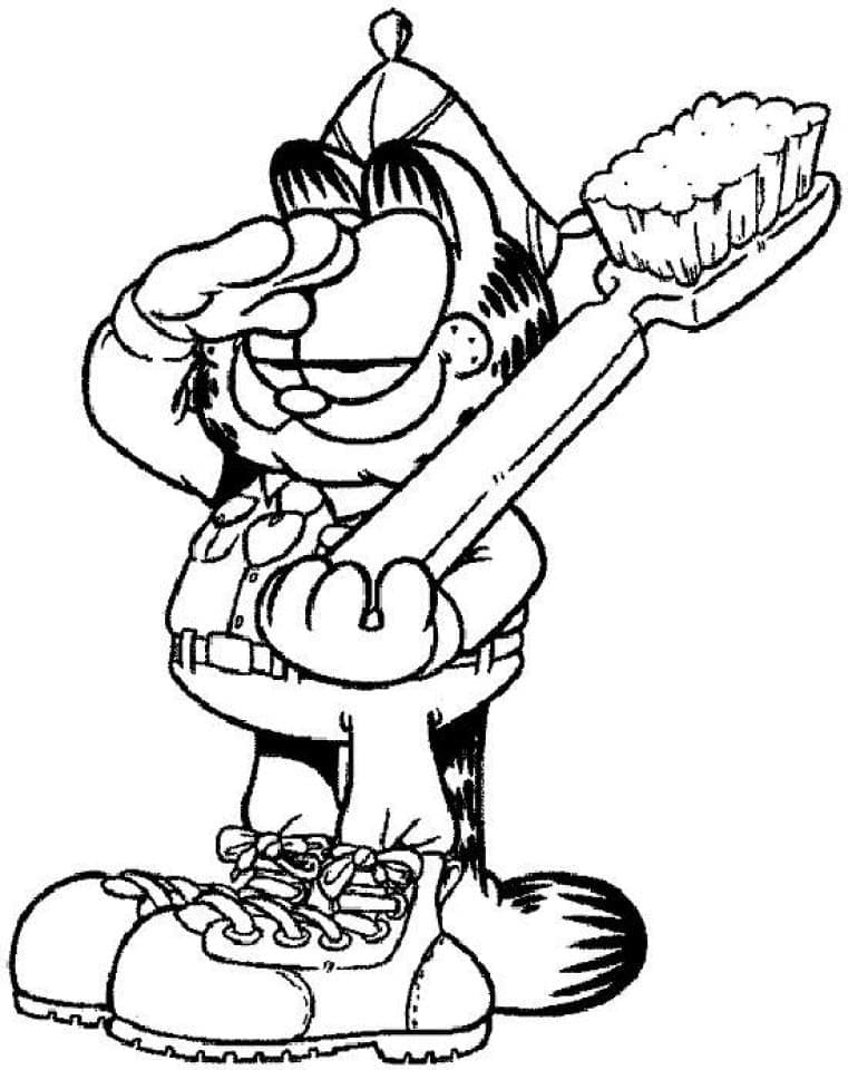 Garfield et Brosse à Dents coloring page