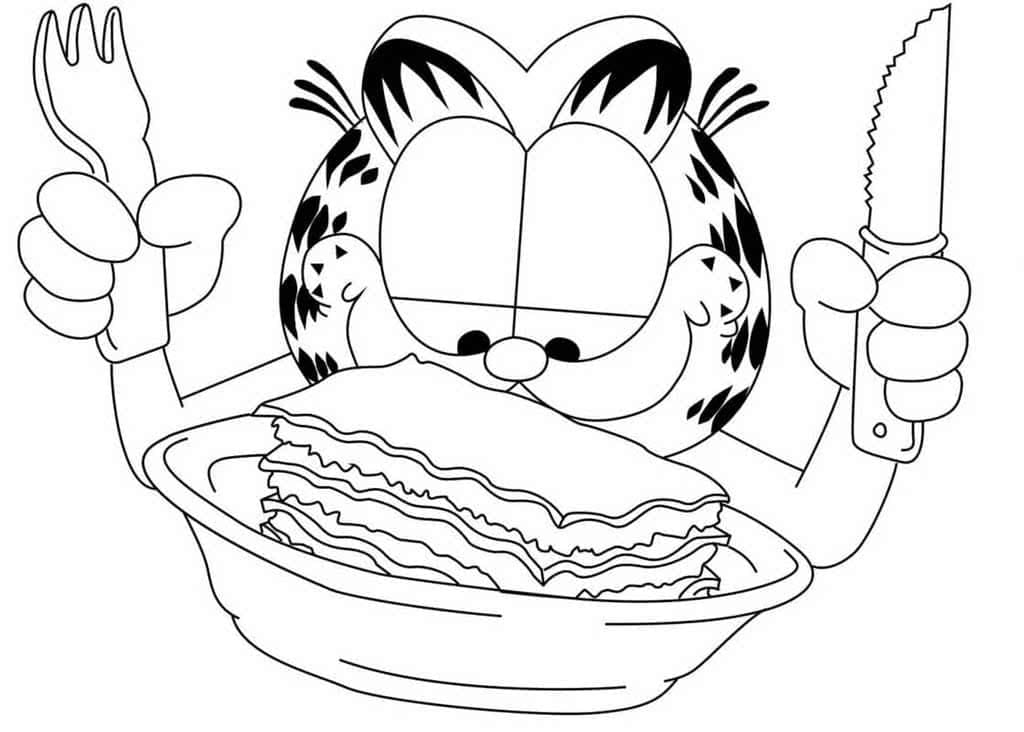 Coloriage Garfield et Lasagne