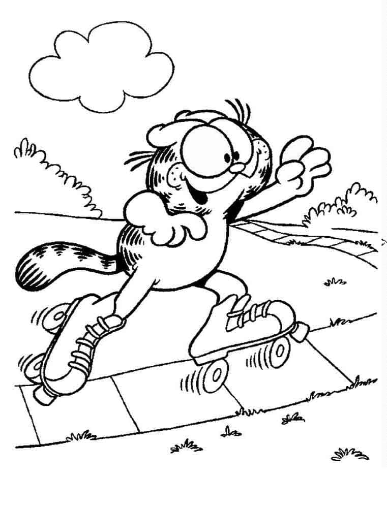 Garfield Fait du Roller coloring page
