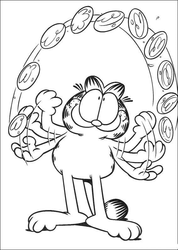 Coloriage Garfield Jonglant