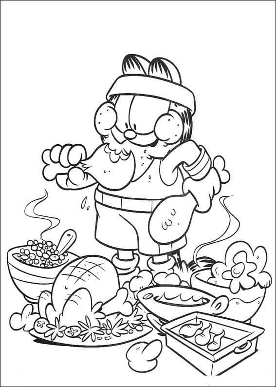 Garfield Mange des Aliments coloring page