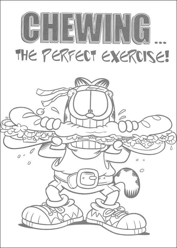 Garfield Mange un Sandwich coloring page