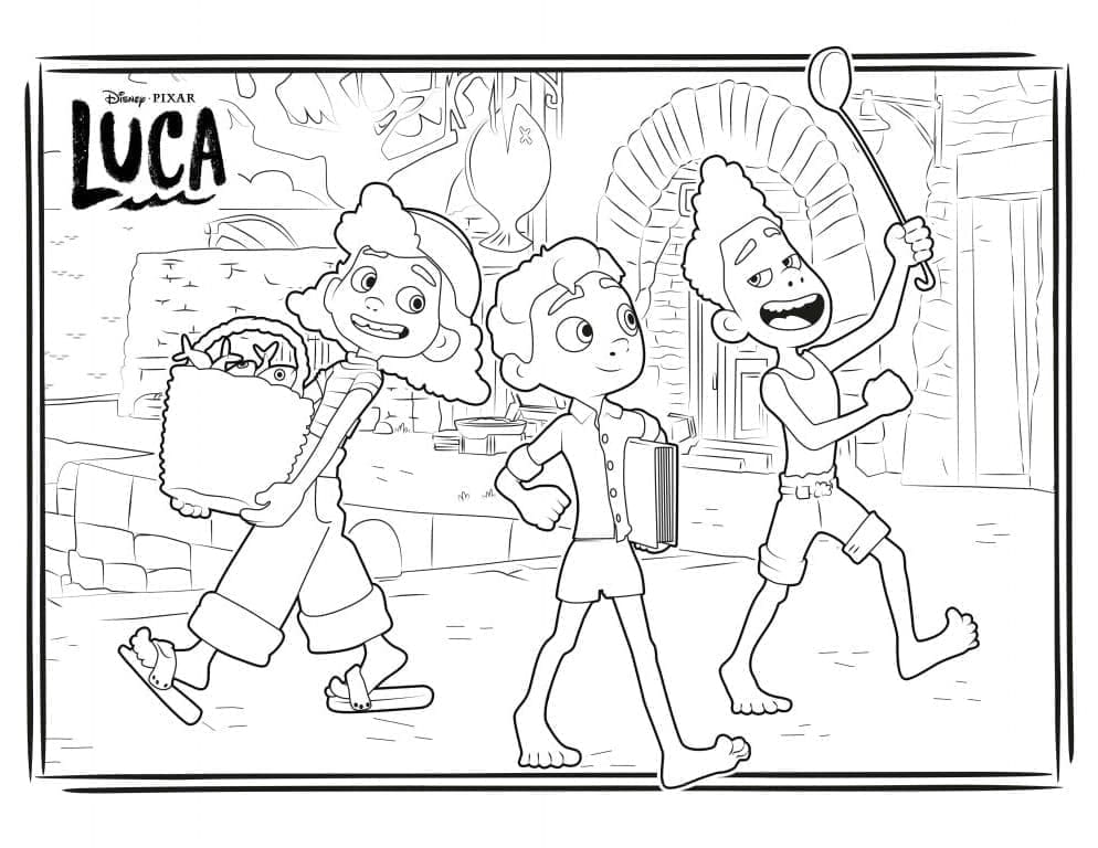 Giulia, Alberto et Luca coloring page